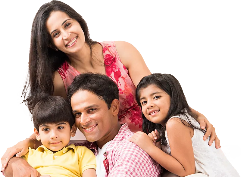 Happy family with two children